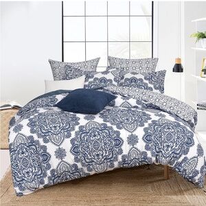 King duvet cover set blue and white